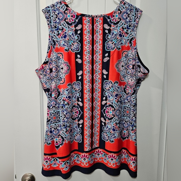Avenue Boho Sleeveless Top - Orange and Blue - Plus Size 18/20 - Picture 3 of 5